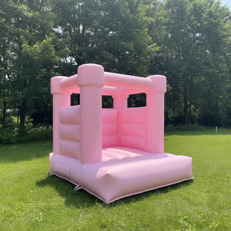 pastel pink bounce house